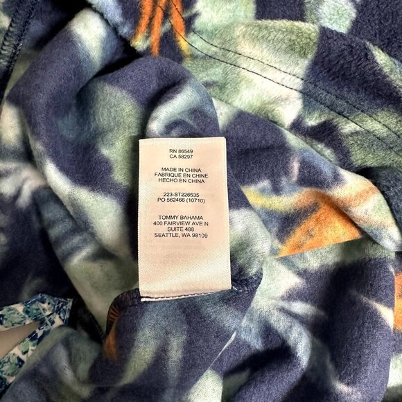 Tommy Bahama Men's Large Cloud Peak Fronds Half Zip Fleece Pullover Bering Blue - Picture 7 of 9